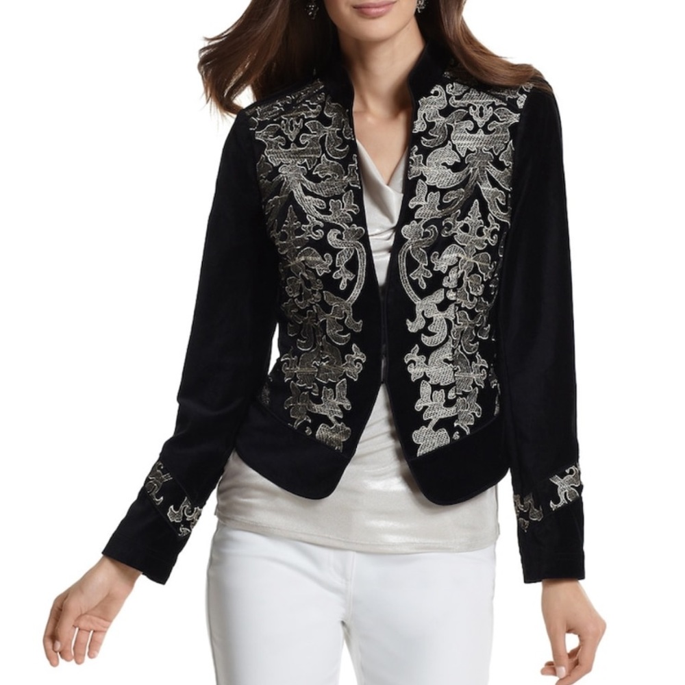 Embroidered Velvet Jacket - Picture 2 of 8